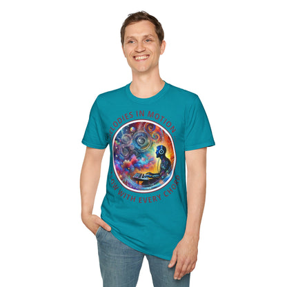 PoM's Mindfulness & Music collection ... "MELODIES IN MOTION" T-Shirt (Unisex, Softstyle, 100% Cotton, up to 5 sizes and up to 13 colours)