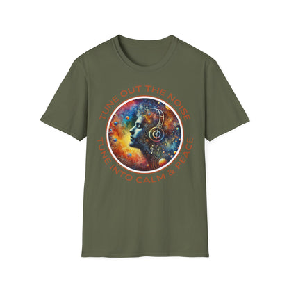 PoM's Music for Mindfulness Collection ... "TUNE INTO CALM & PEACE ..." T-Shirt (Unisex, Softstyle, 100% Cotton, up to 6 sizes and 14 colours)