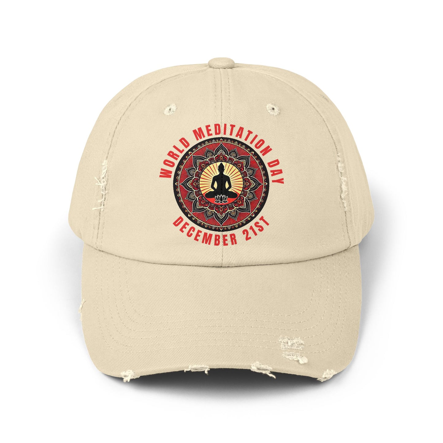 PoM's Mindfulness Collection ... special edition "World Meditation Day" (inauguration) - Unisex Distressed Cap (100% cotton, adjustable fit, 6 colors)