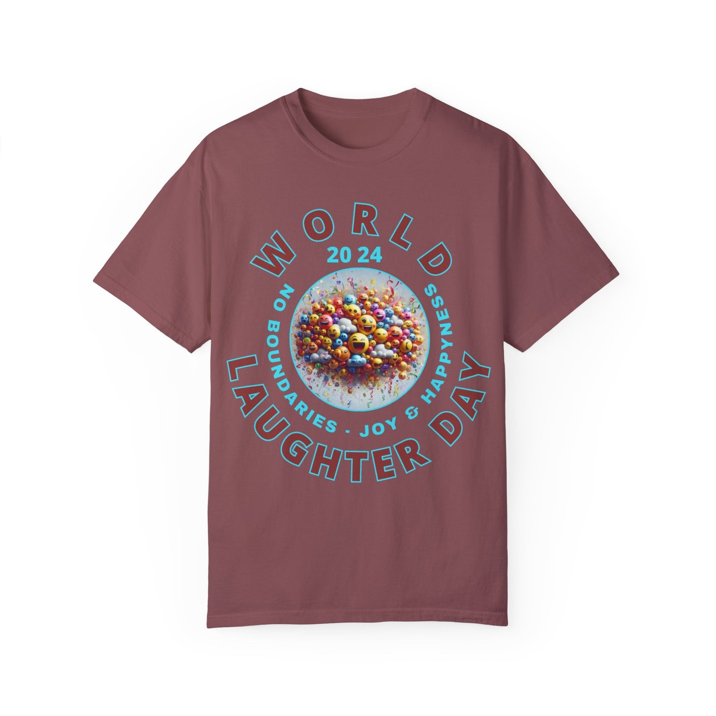 PoM's series Mindfulness & Self motivation ... World LAUGHTER Day ... Unisex Garment-Dyed T-shirt (100% pre-shrunk cotton, soft washed - six sizes (S-3XL), 13 background colours)