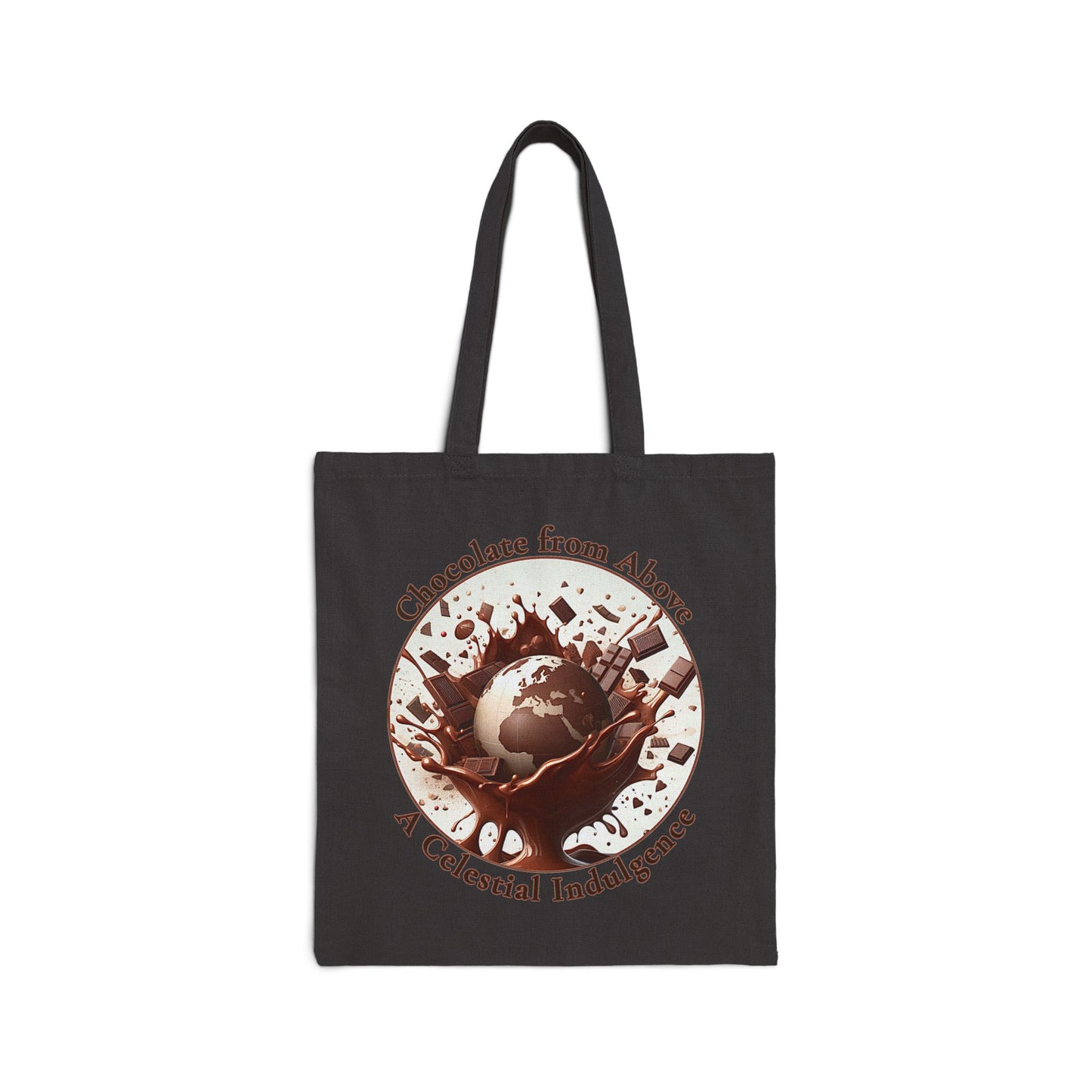 PoM's Fun & Joy for a Happy Life Collection ...  CHOCOLATE FROM ABOVE - 100% Cotton Canvas Tote Bag (heavy fabric, print on front and back)