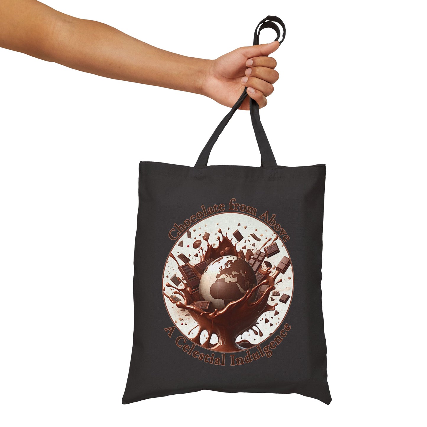 PoM's Fun & Joy for a Happy Life Collection ...  CHOCOLATE FROM ABOVE - 100% Cotton Canvas Tote Bag (heavy fabric, print on front and back)