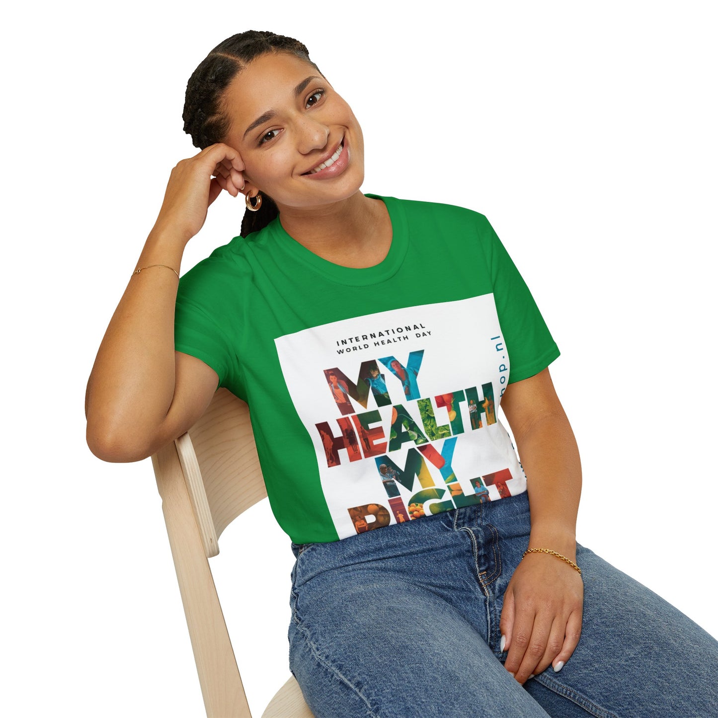 PoM's special series "International World HEALTH Day 2024 (7th April)" ... My Health, my right. - Unisex Softstyle T-Shirt (Print Front)