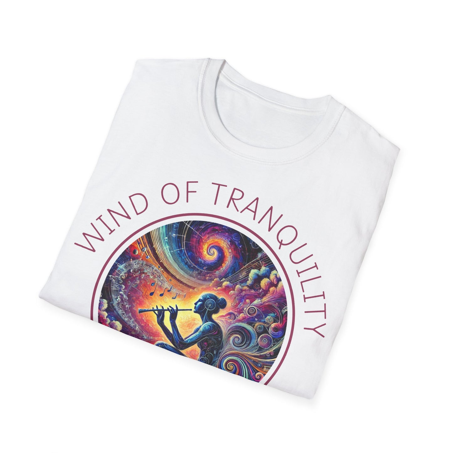 PoM's Mindfulness & Music collection ... "Wind of Tranquility" T-Shirt (Unisex, Softstyle, 100% Cotton, up to 6 sizes and 14 colours)