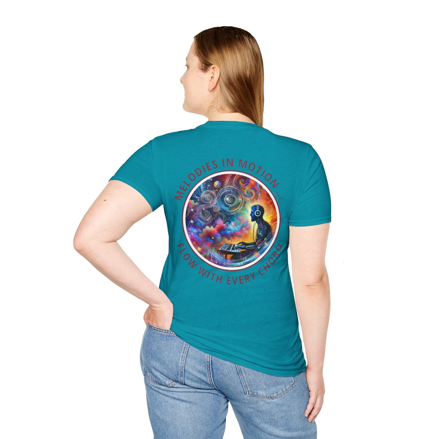 PoM's Mindfulness & Music collection ... "MELODIES IN MOTION" T-Shirt (Unisex, Softstyle, 100% Cotton, up to 5 sizes and up to 13 colours)