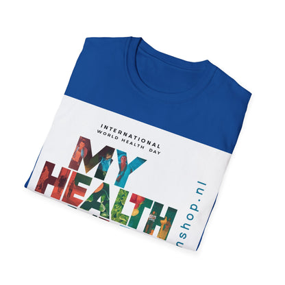 PoM's special series "International World HEALTH Day 2024 (7th April)" ... My Health, my right. - Unisex Softstyle T-Shirt (Print Front)