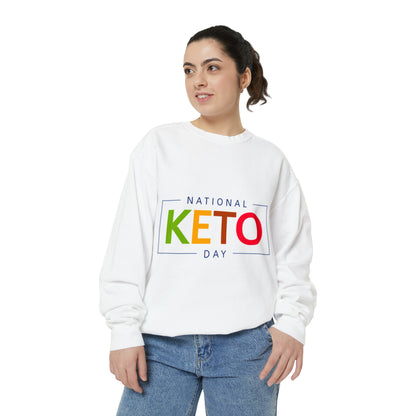 PoM's collection serieces NATIONAL KETO DAY (5th Jan 2024) - Unisex Garment-Dyed Sweatshirt (80% cotton, relaxed fit, 6 sizes)