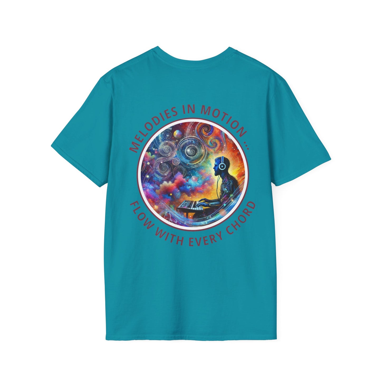 PoM's Mindfulness & Music collection ... "MELODIES IN MOTION" T-Shirt (Unisex, Softstyle, 100% Cotton, up to 5 sizes and up to 13 colours)