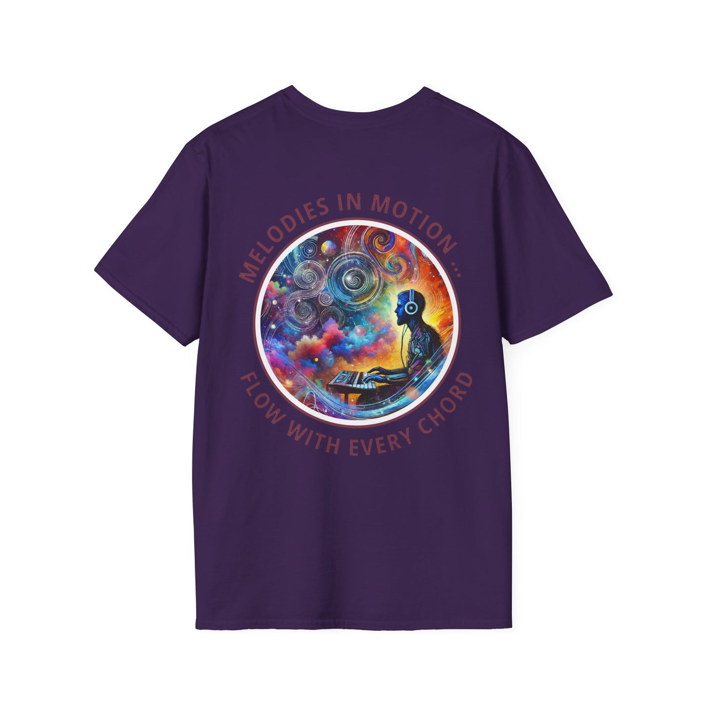 PoM's Mindfulness & Music collection ... "MELODIES IN MOTION" T-Shirt (Unisex, Softstyle, 100% Cotton, up to 5 sizes and up to 13 colours)