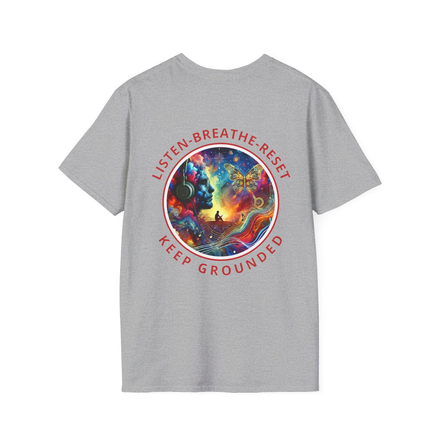 PoM's Music for Mindfulness Collection ... "KEEP GROUNDED ..." T-Shirt (Unisex, Softstyle, 100% Cotton, up to 6 sizes and 14 colours)