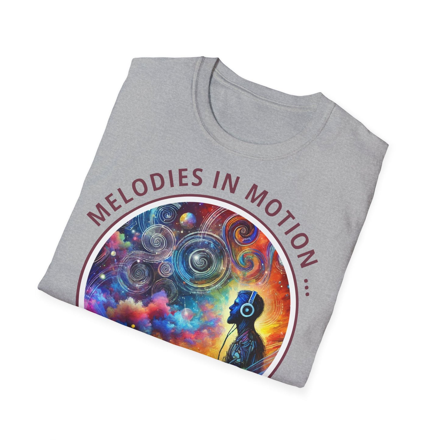 PoM's Mindfulness & Music collection ... "MELODIES IN MOTION" T-Shirt (Unisex, Softstyle, 100% Cotton, up to 5 sizes and up to 13 colours)