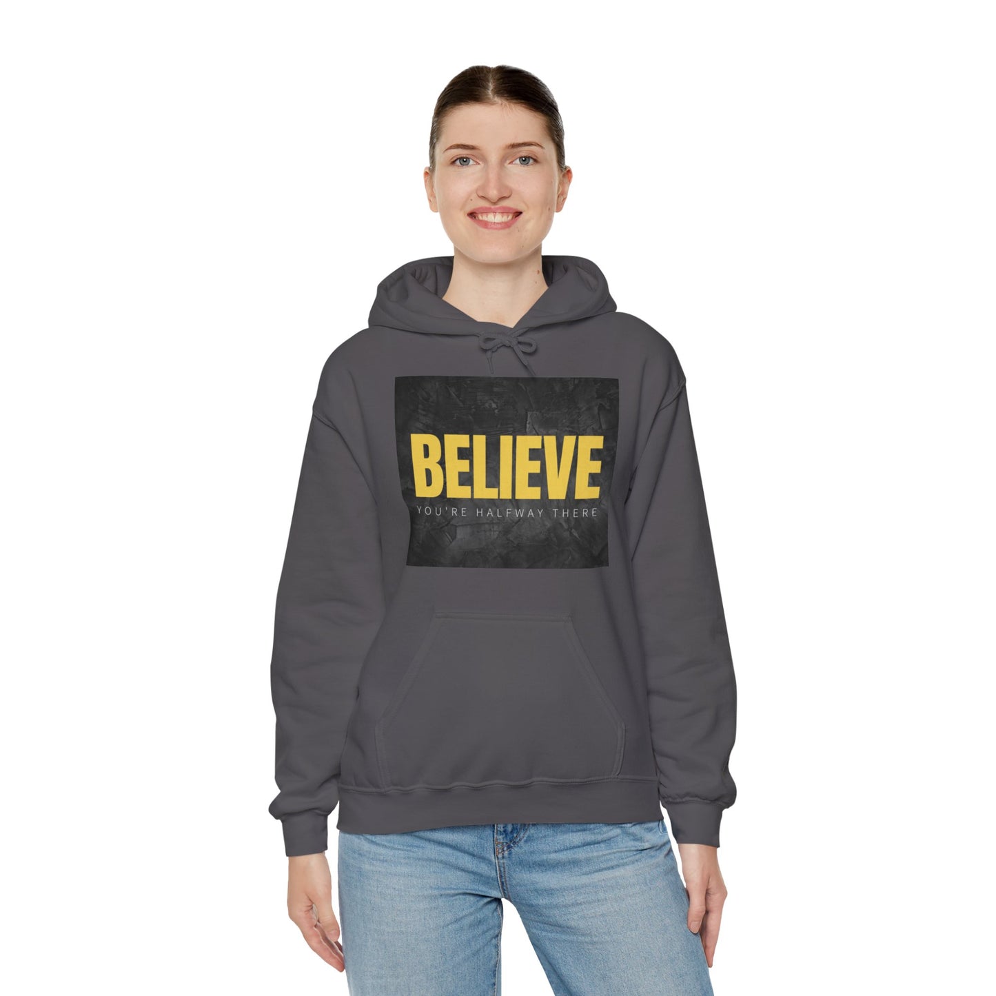 PoM's Self Motivation Bundle (#MSM-B06007A): BELIEVE ... Sweatshirt (Hoody), Mouse Pad, Tea & Coffee Mug (frosted Glass, Ceramic), Bumper Sticker and Magnet (rectangle)