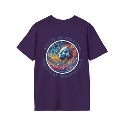 PoM's Music for Mindfulness Collection ... "MUSIC IN MOTION ..." T-Shirt (Unisex, Softstyle, 100% Cotton, up to 5 sizes and 11 colours)