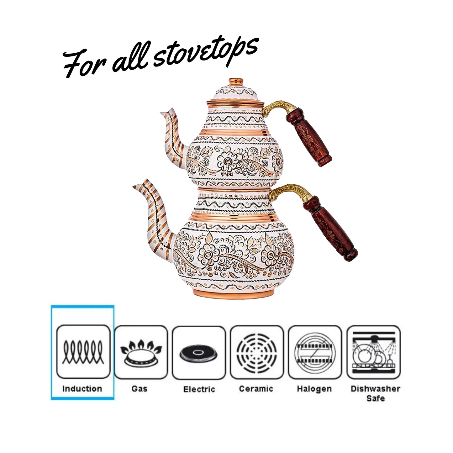 PoM's International TEA Day series ... Handmade Copper Teapot (Heat Resistant, 4 colours, 1-2.0 ltr)