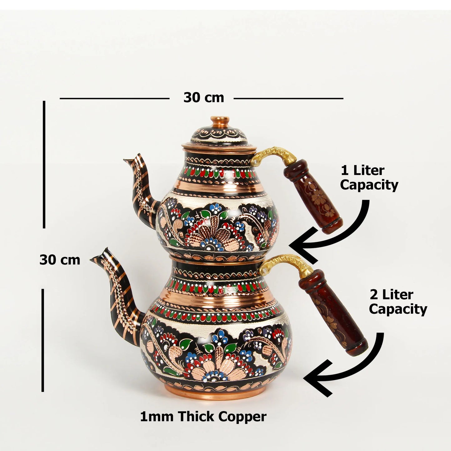 PoM's International TEA Day series ... Handmade Copper Teapot (Heat Resistant, 4 colours, 1-2.0 ltr)