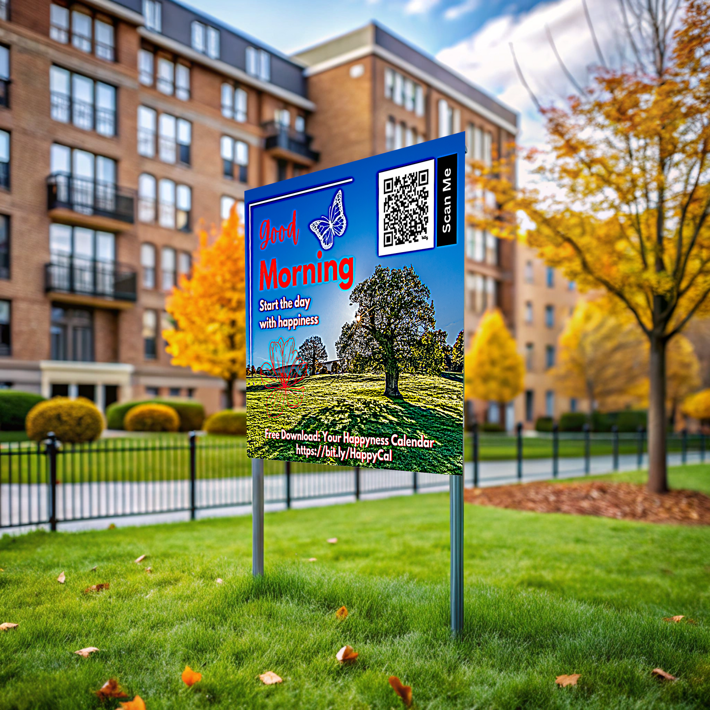 PoM's Mindfulness Collection ... NEW: Yard Sign "Good Morning - Start the day with happiness" (18 x 24 inch ... 45.7 x 60.9 cm, print on both sides)