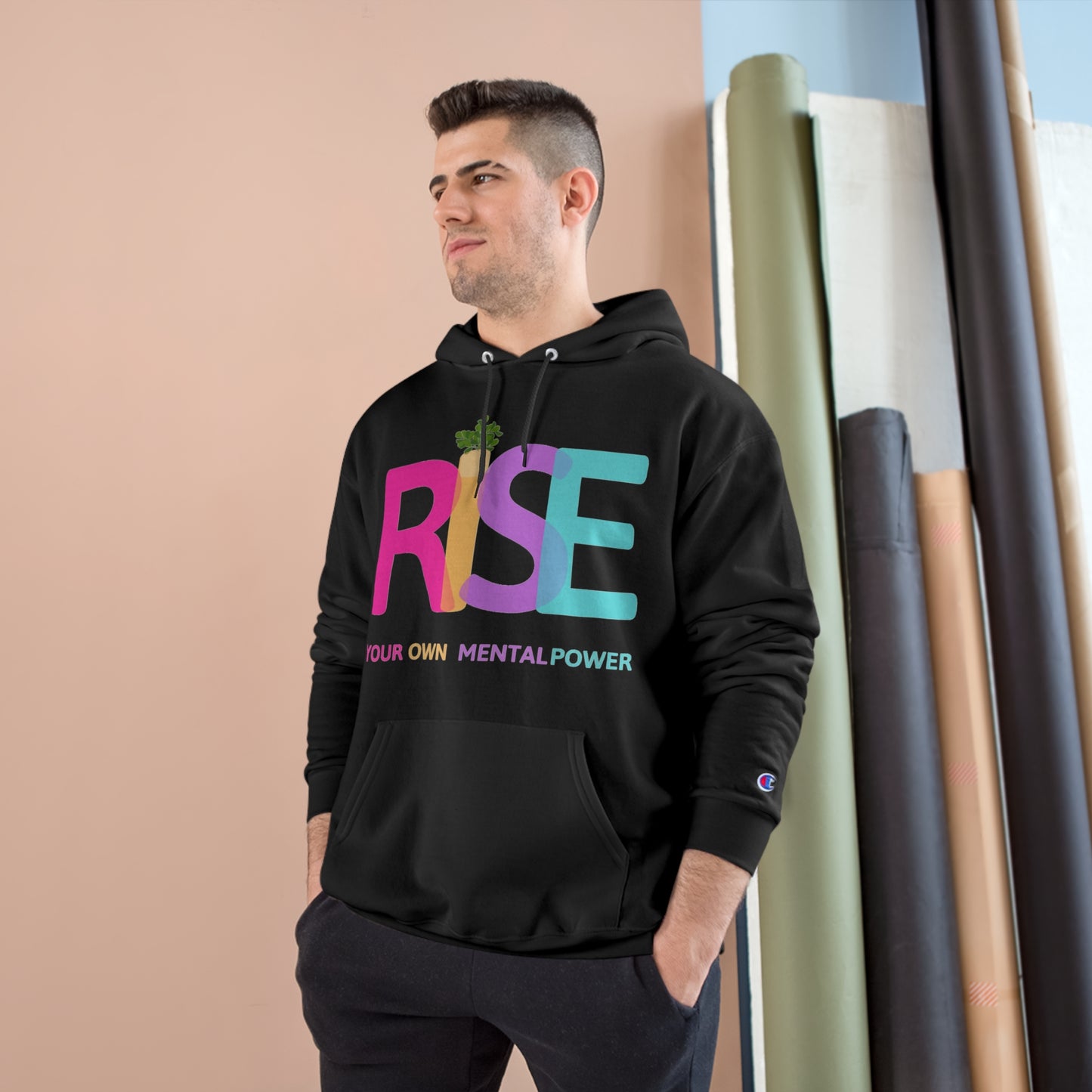 PoM's Self Motivation Bundle (#MSM-B09008A: RISE ... Sweatshirt (eco hooded), T-shirt, Towel & Beach Cloth, Backpack, Ceramic Mug, Mouse Pad, Poster, Ornaments