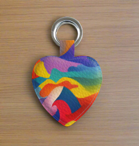 Keyring (natural leather - heart or rectangle shape)