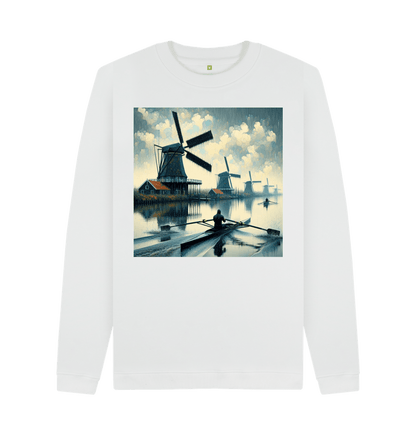 White SWEATSHIRT (certified organic cotton) ... Rowing through the Dutch Landscape (on a foggy early morning) ...